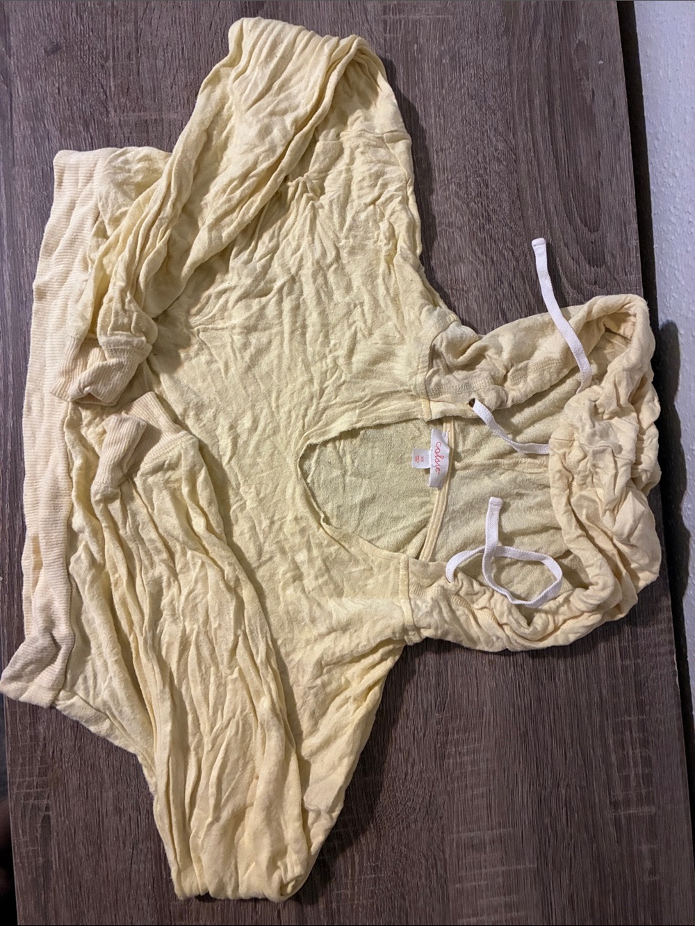 Colsie Pale Yellow Hooded Crop Top